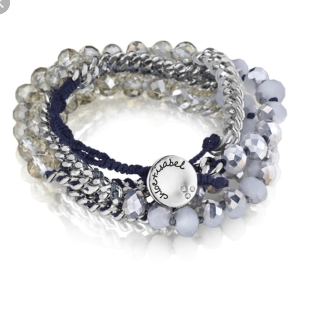 Chloe + Isabel Silver and Navy Beaded Wrap Bracelet